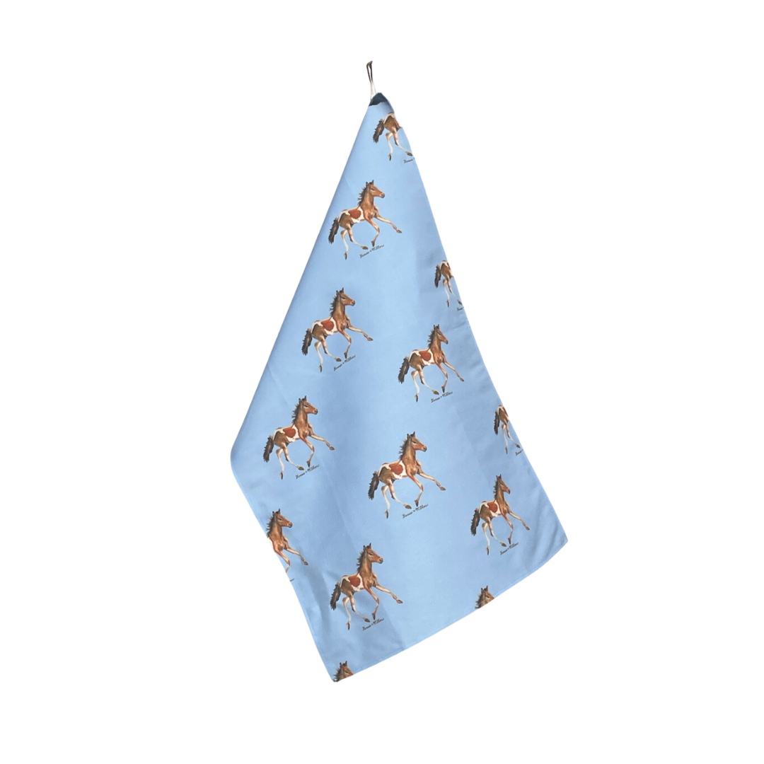 Tea Towel - Pony on Blue Linen Cotton