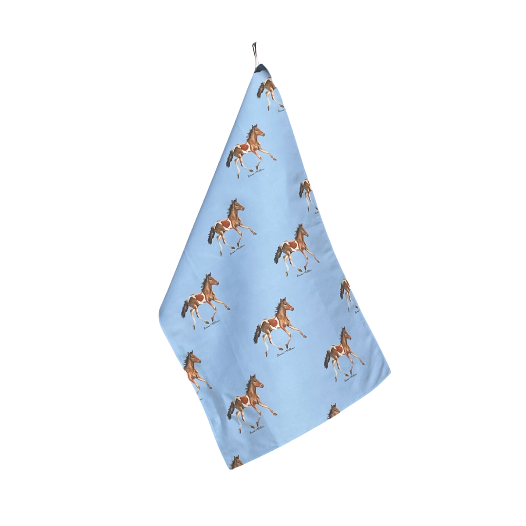 Kitchen Towel - Pony on Blue Linen Cotton