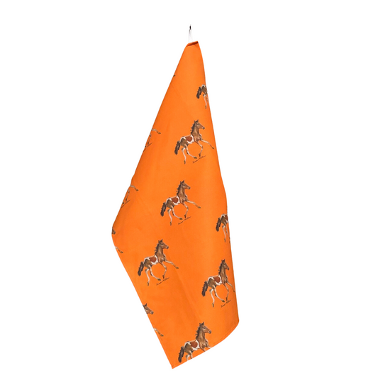 Kitchen Towel - Pony on Orange Linen Cotton