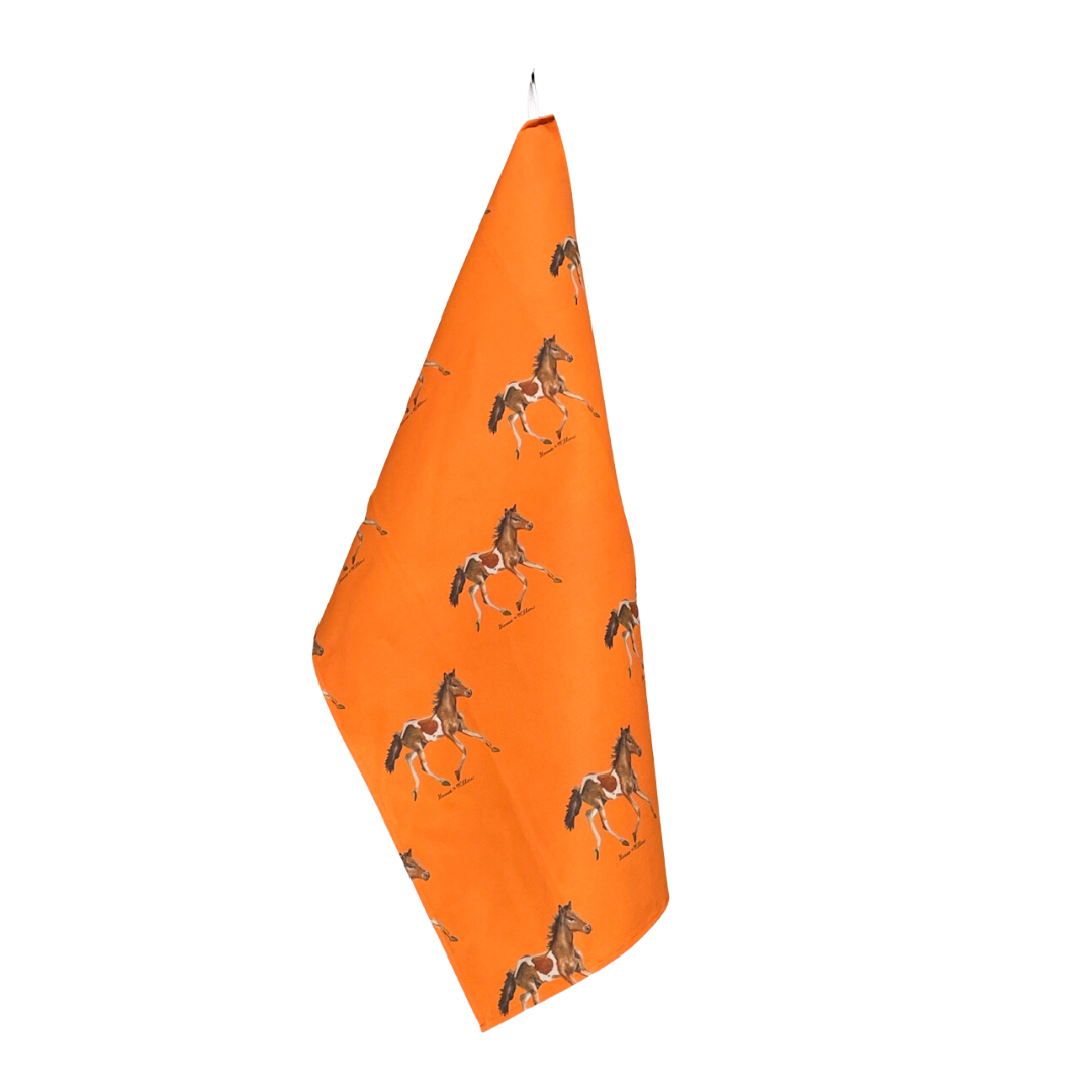 Tea Towel - Pony on Orange Linen Cotton