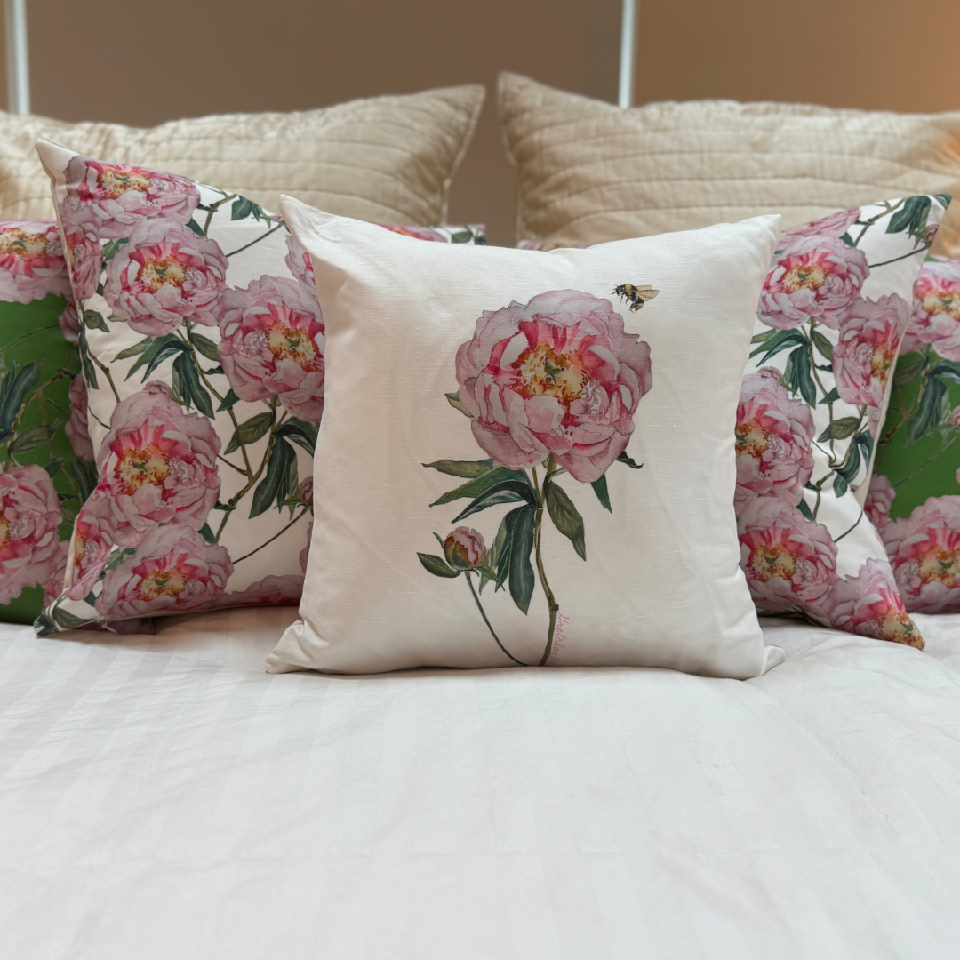 Throw Pillow - Peony on White