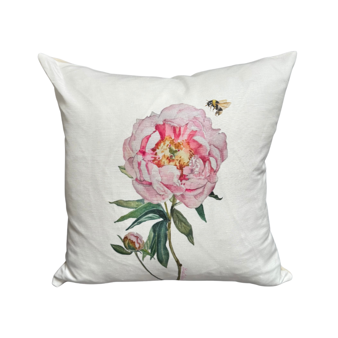 Throw Pillow - Peony on White