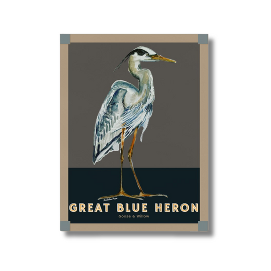 Poster - Great Blue Heron on Brown