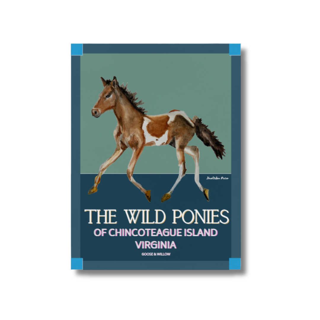 Poster - Chincoteague Pony on Blue