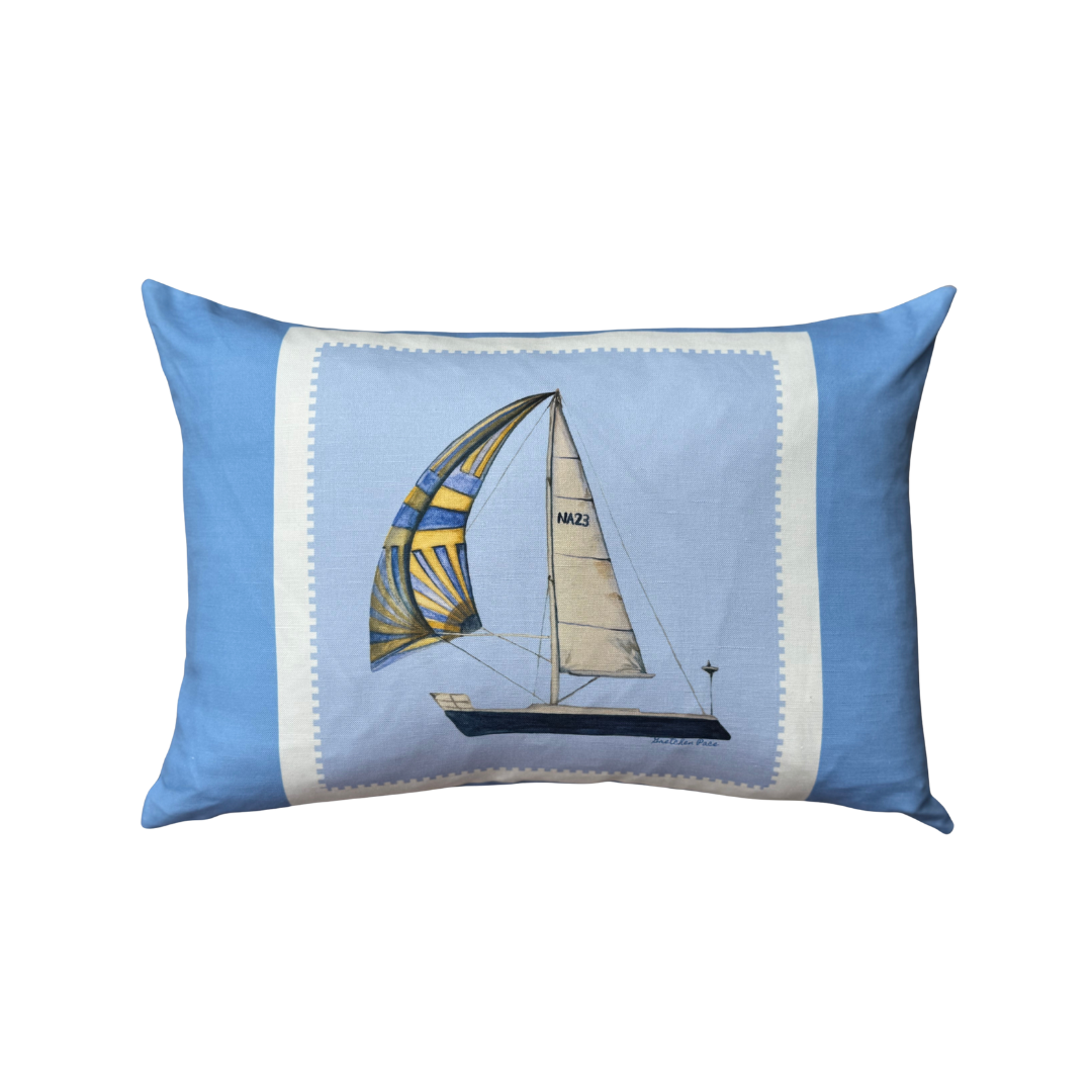 Throw Pillow - Sailboat on Blue