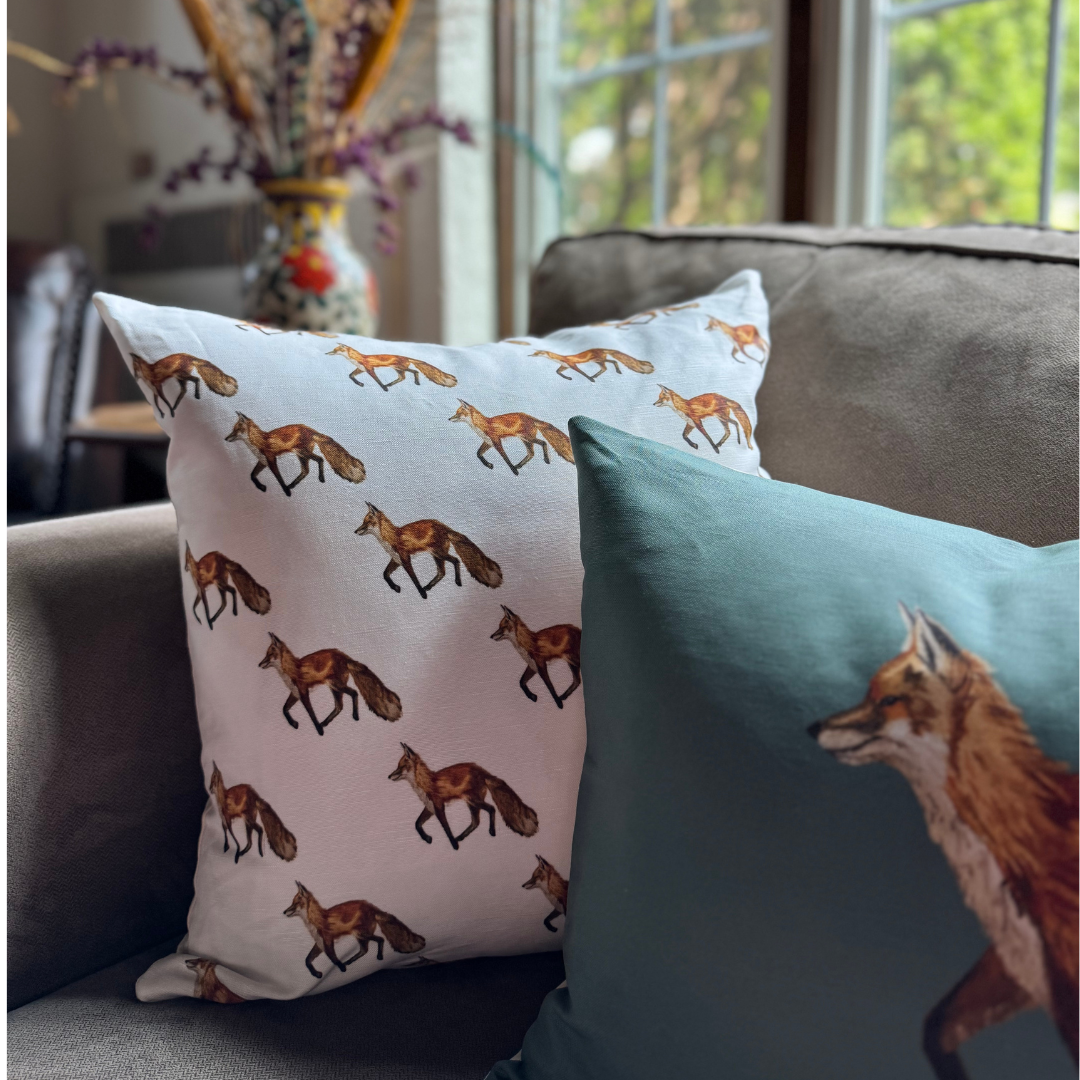 Throw Pillow - Fox on White Repeat