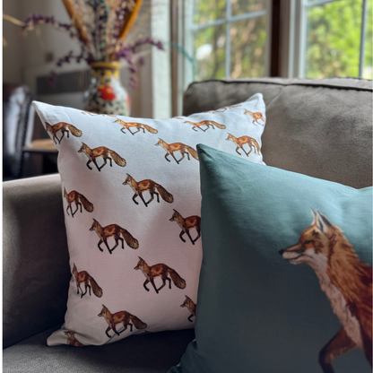Throw Pillow - Fox on White Repeat