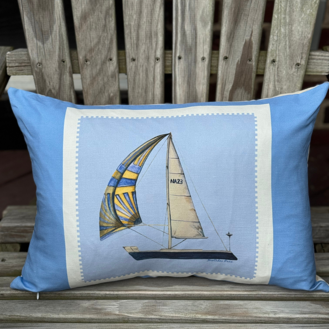 Throw Pillow - Sailboat on Blue