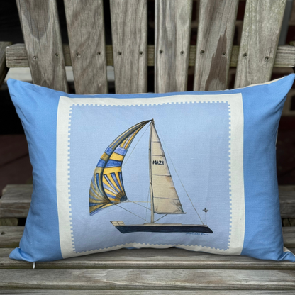 Throw Pillow - Sailboat on Blue