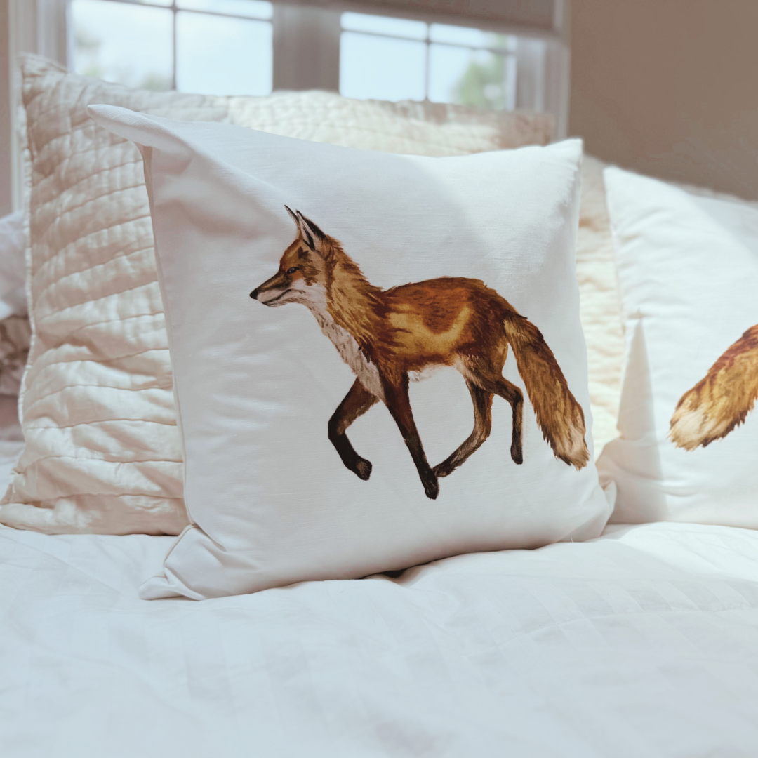 Throw Pillow - Fox on White