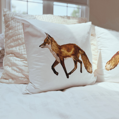 Throw Pillow - Fox on Linen Cotton