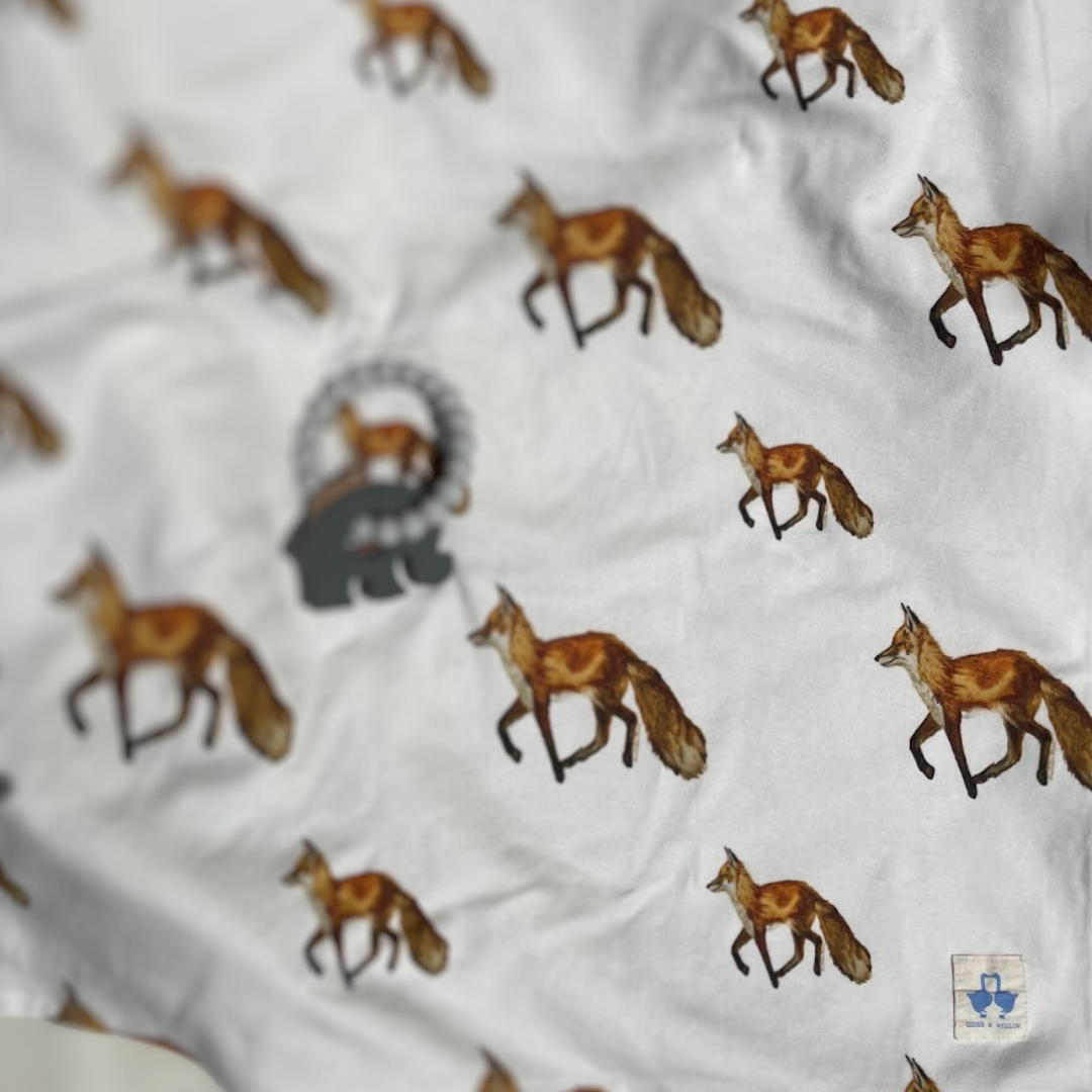 Baby Blanket - Fox on Organic Cotton Knit