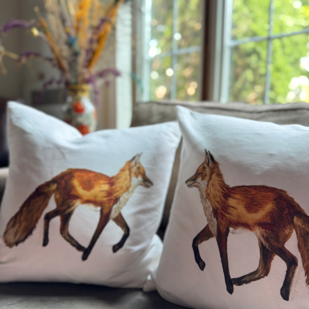 Throw Pillow - Fox on White