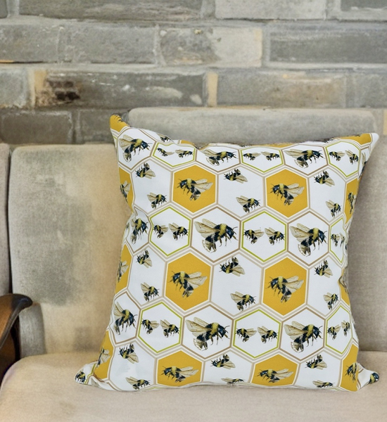 Throw Pillow - Bee Hive on Linen Cotton