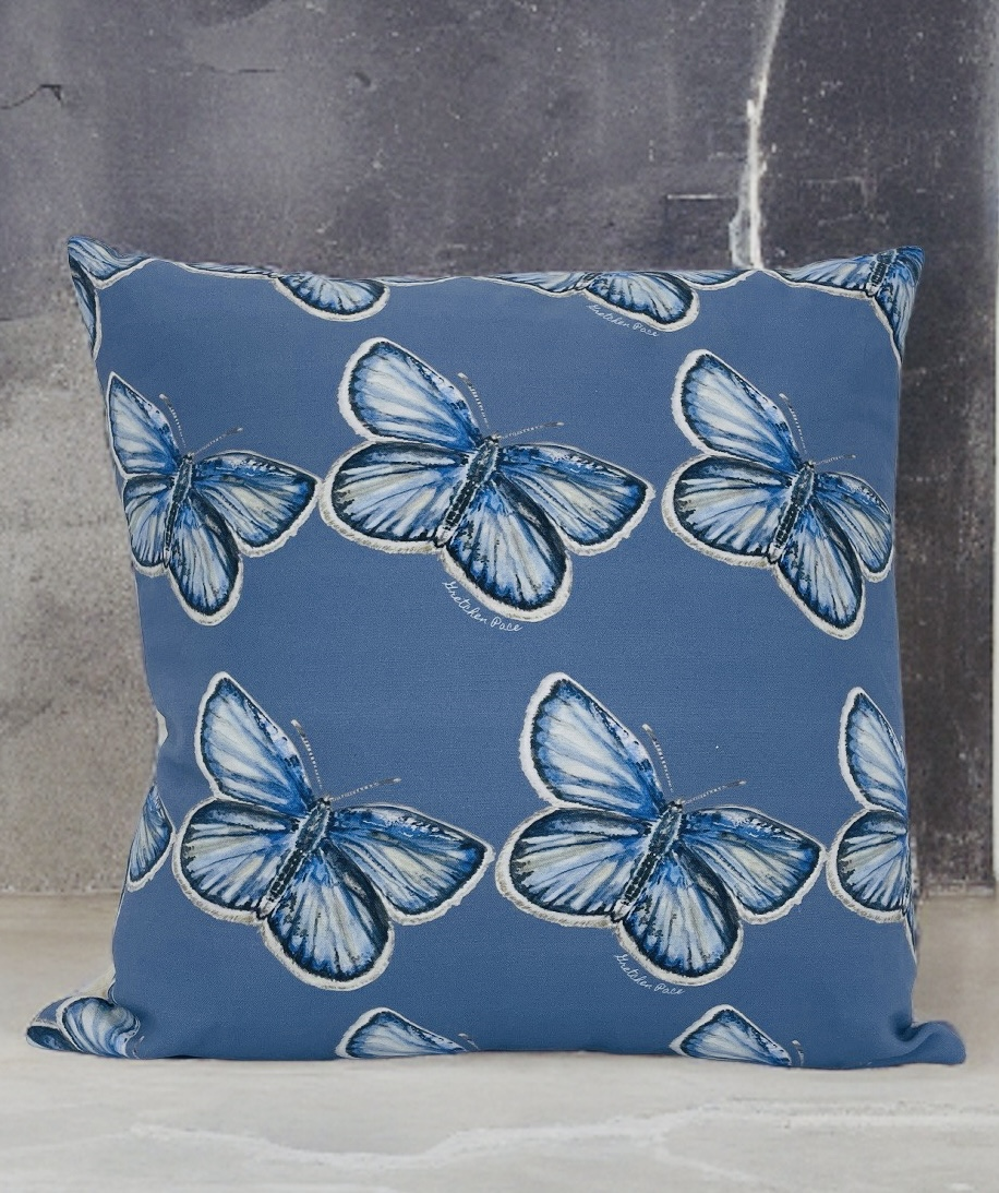 Throw Pillow - Karner Blue Butterfly on Blue