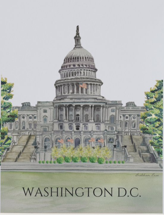 Poster - US Capitol Building, Washington, DC on White