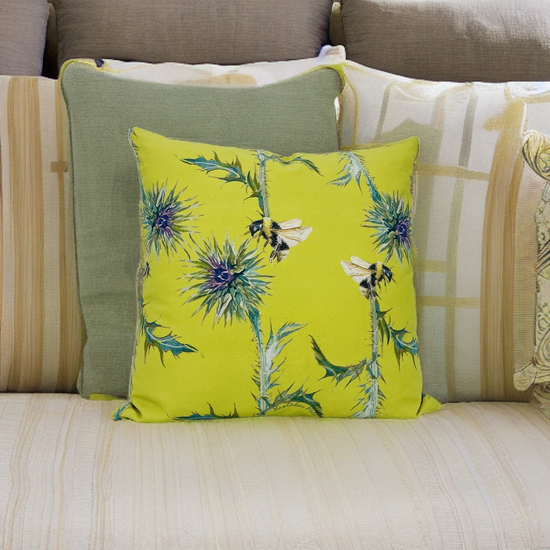 Throw Pillow - Thistle on Chartreuse
