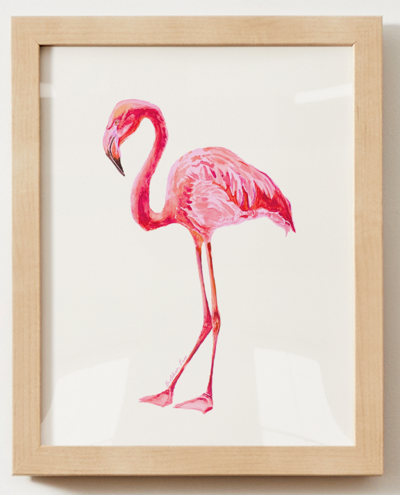 Poster - Flamingo on White