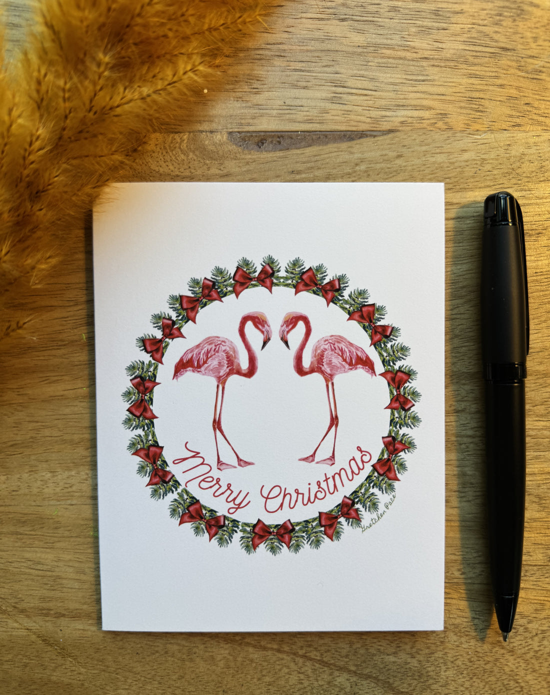 Greeting Card - Flamingos Merry Christmas