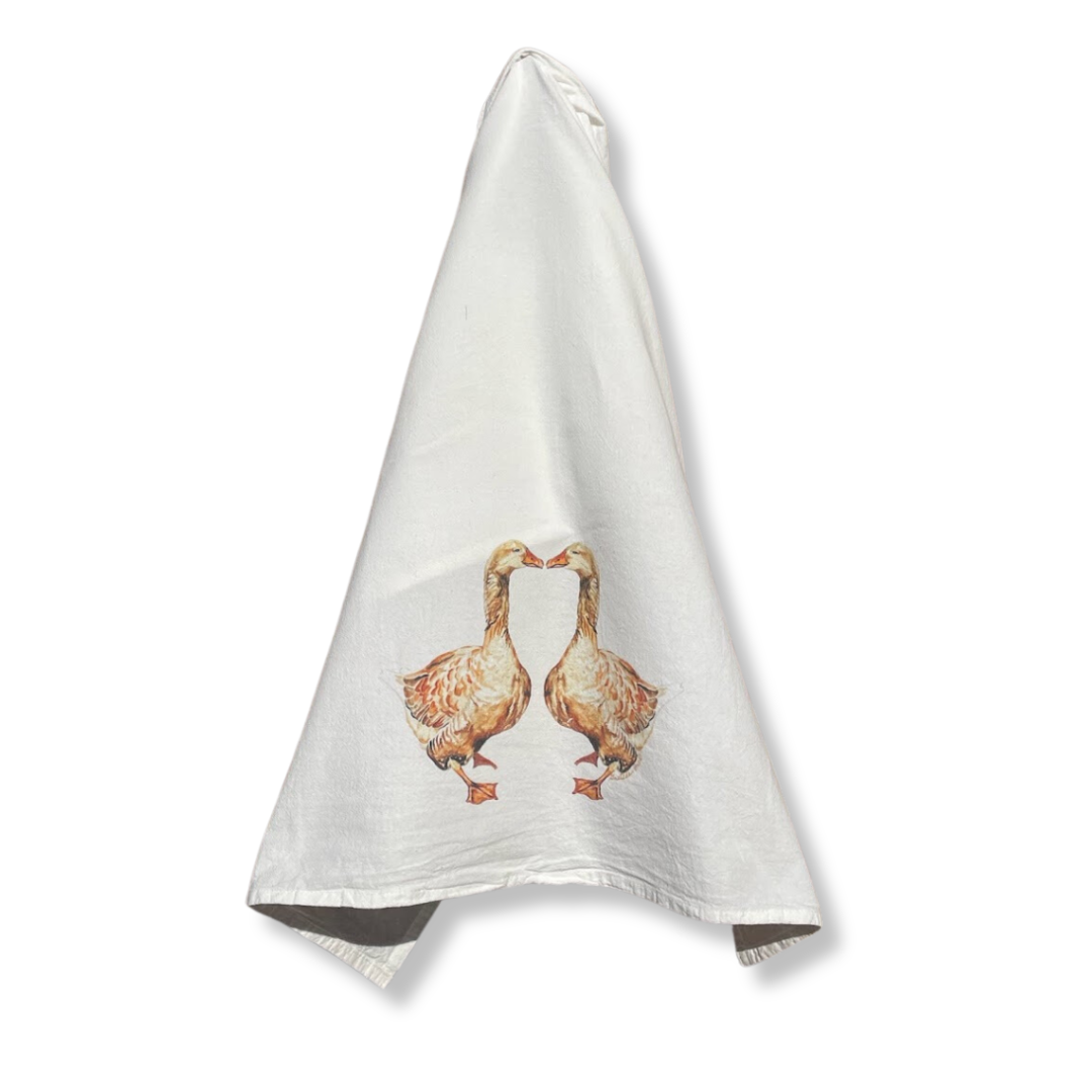 Flour Sack Towel - Kissing Geese