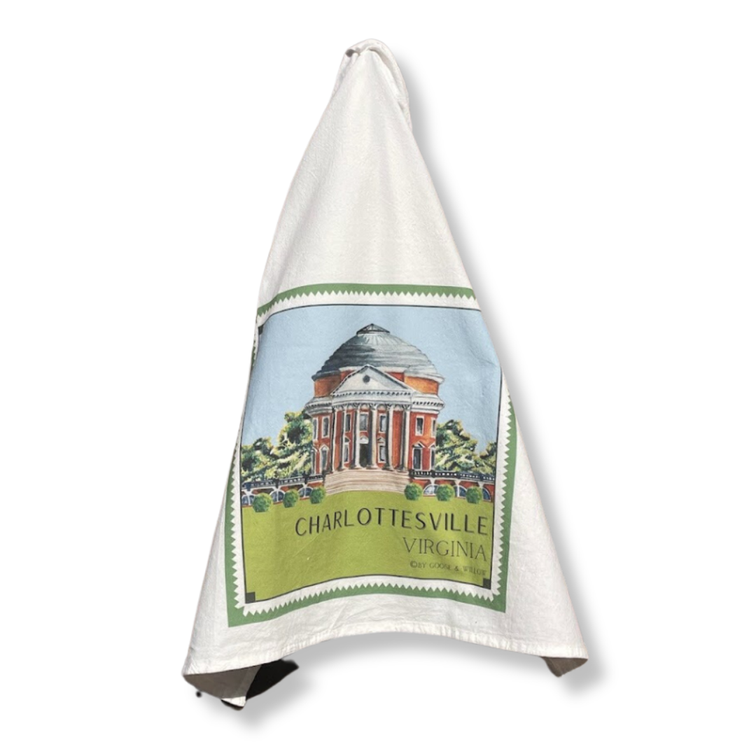 Flour Sack Towel - The Rotunda with Green Border