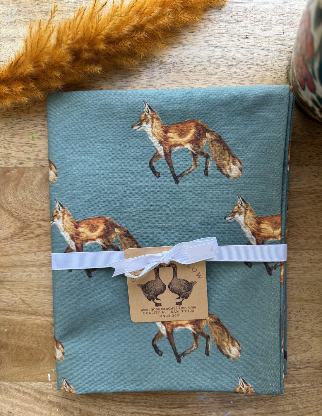 Table Runner - Fox on Linen Cotton