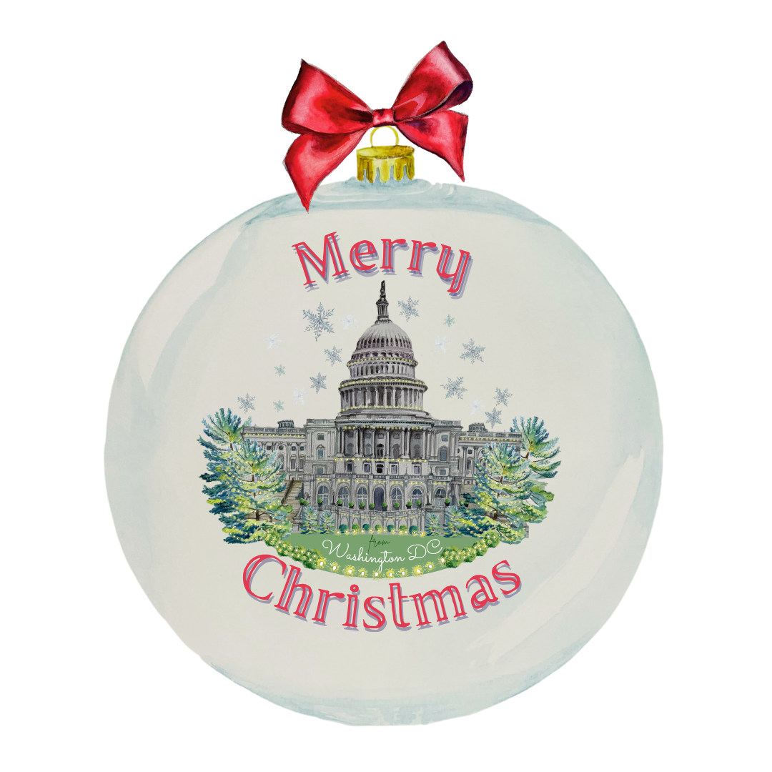 Dish Towel - Merry Christmas US Capitol Building Washington DC