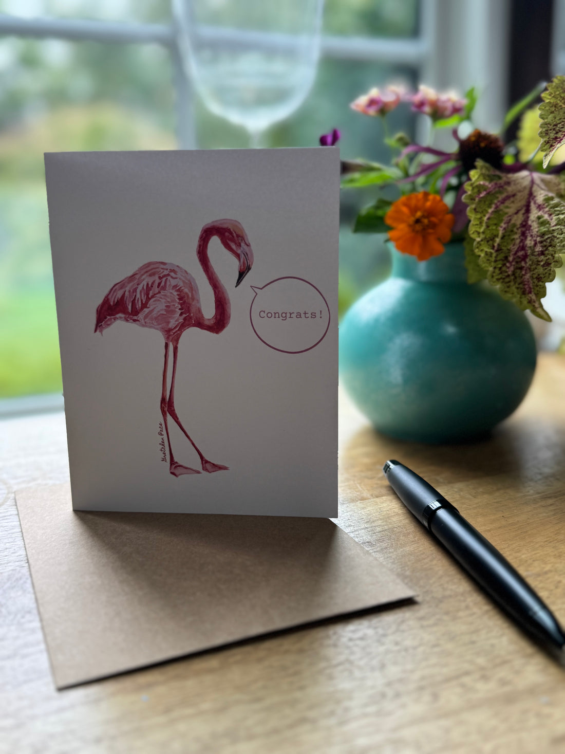 Greeting Card - Flamingo Congrats