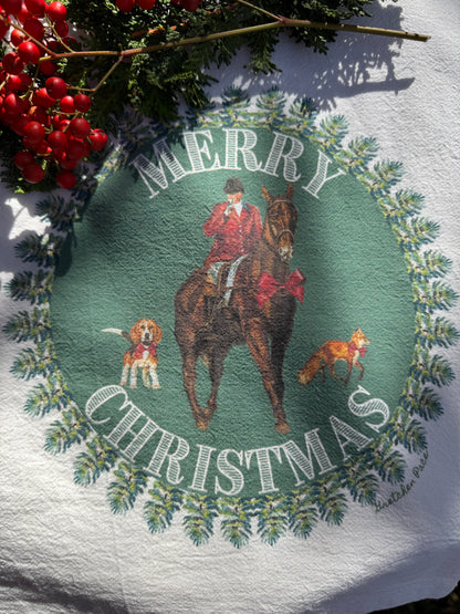 Dish Towel - Merry Christmas Hunt on Flour Sack