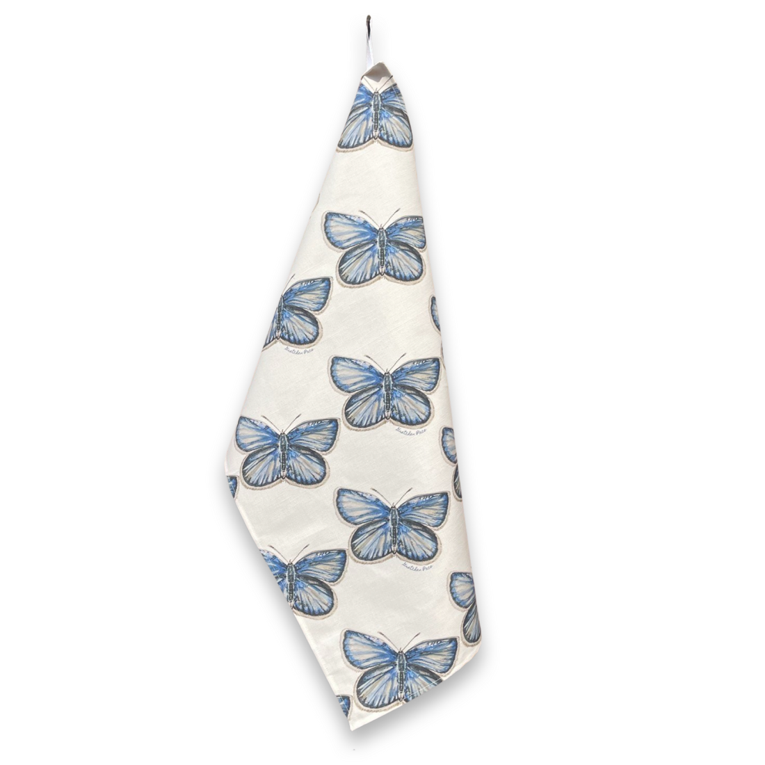 Tea Towel - Butterfly on White Linen Cotton