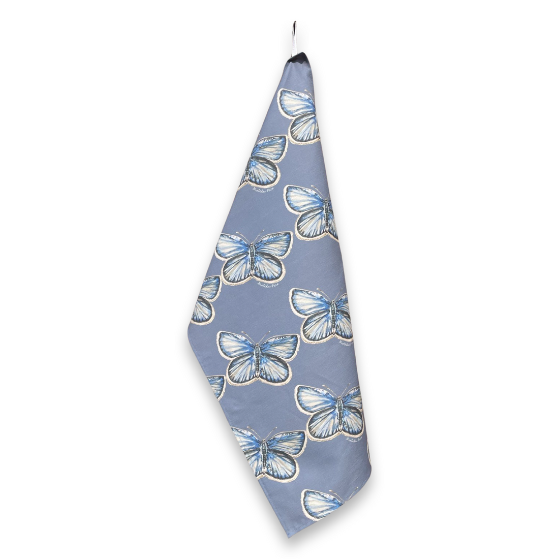 Tea Towel - Butterfly on Blue Linen Cotton