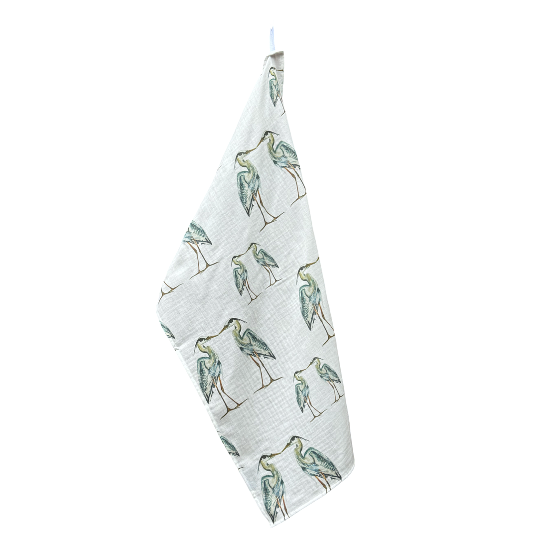Tea Towel - Heron on White Organic Cotton