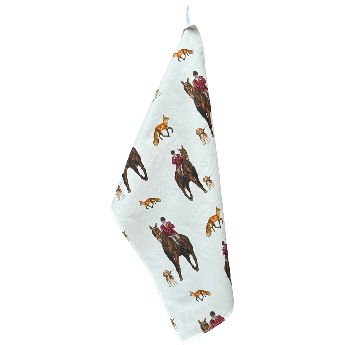 Tea Towel - The Hunt on White Linen Cotton