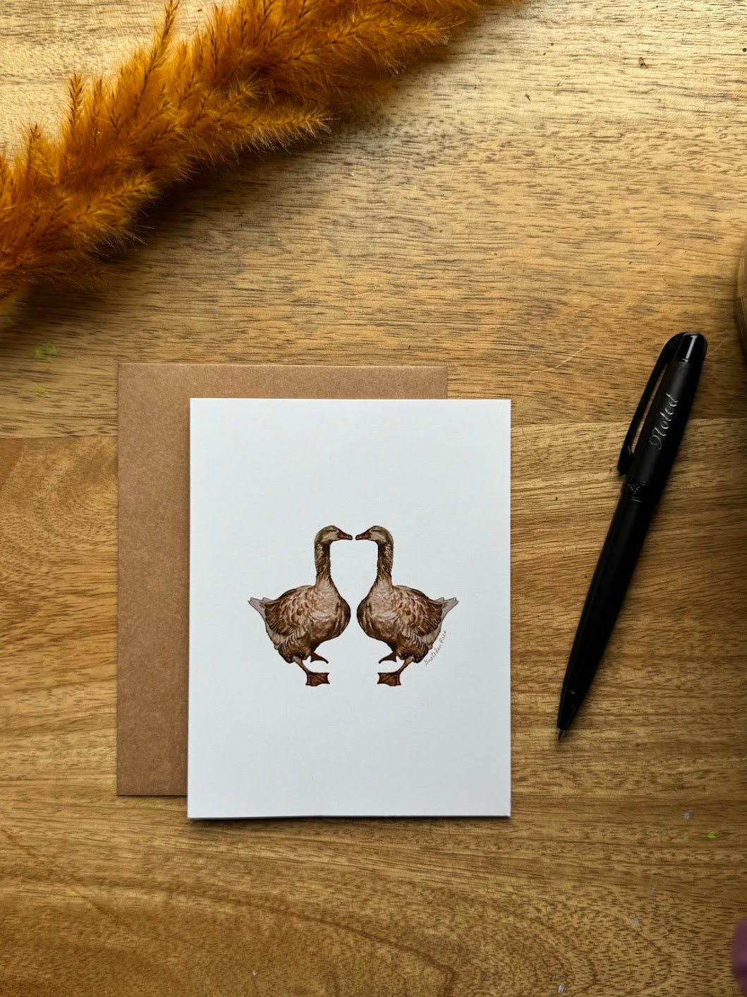 Greeting Card - Kissing Geese