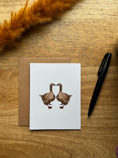 Greeting Card - Kissing Geese