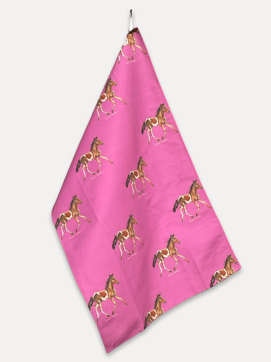 Tea Towel - Pony on Purple Linen Cotton