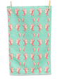 Kitchen Towel - Roseate Spoonbill on Teal Linen Cotton