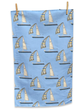 Kitchen Towel - Sailboat on Blue Linen Cotton