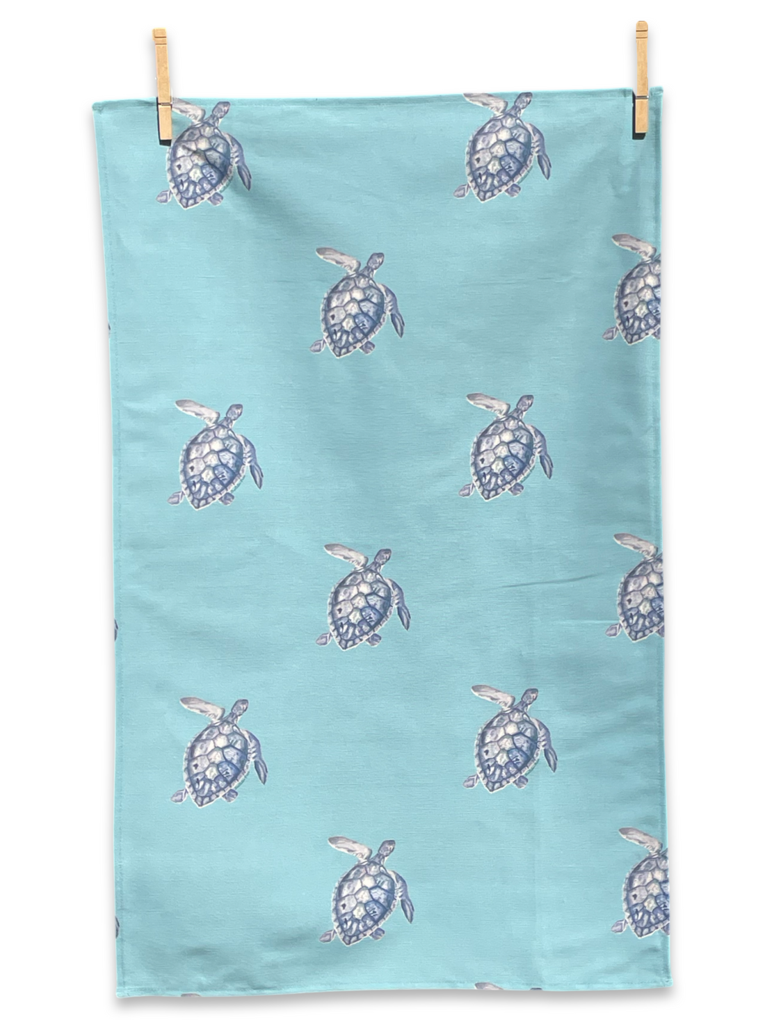 Tea Towel - Turtle on Blue Linen Cotton