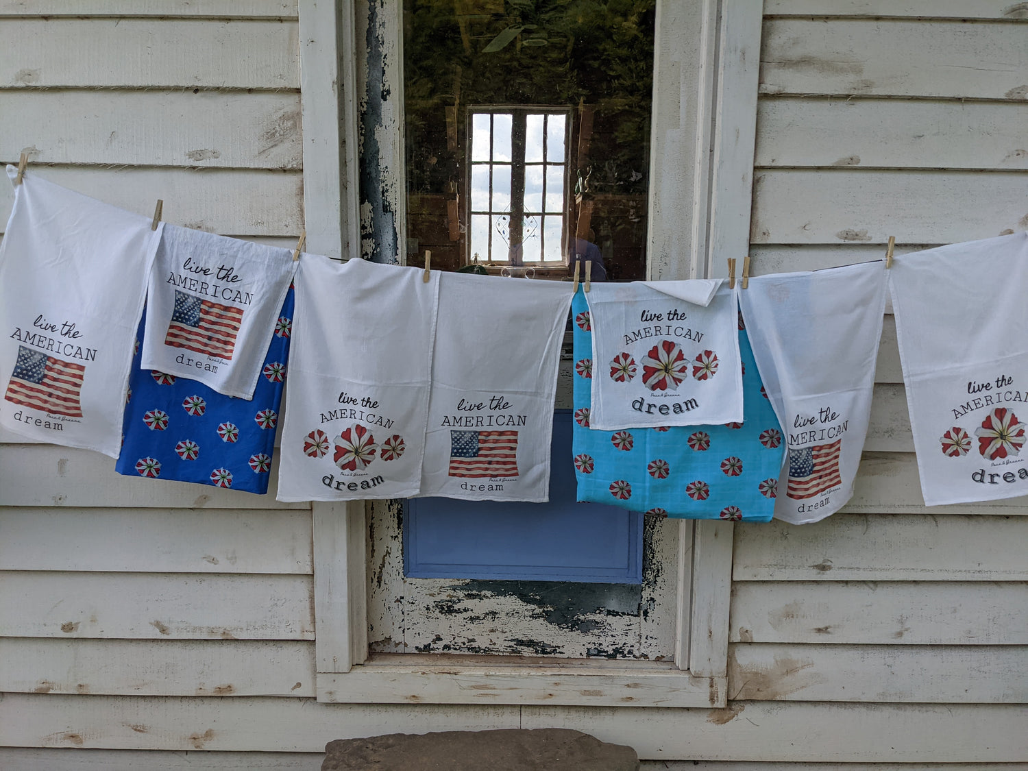Dish Towel - Petunia &quot;Live the American Dream&quot; on Flour Sack
