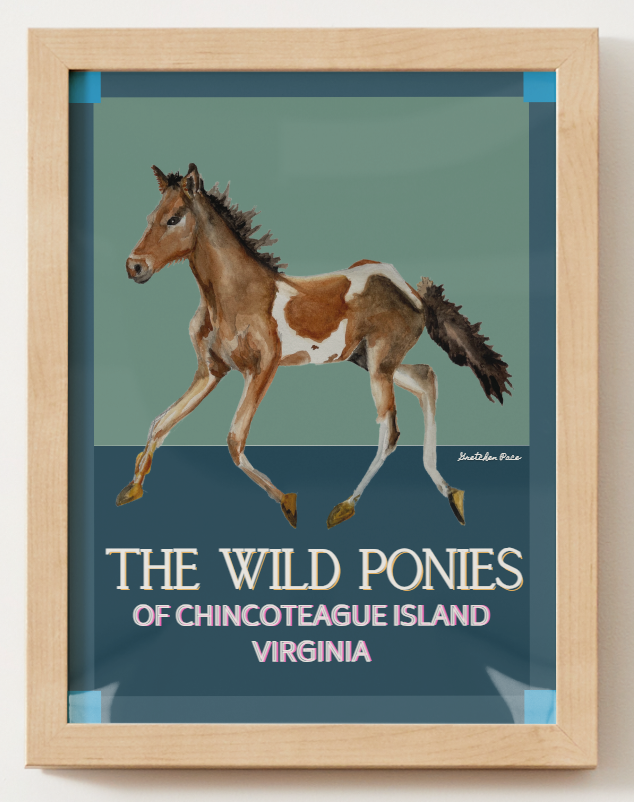 Poster - Chincoteague Pony on Blue