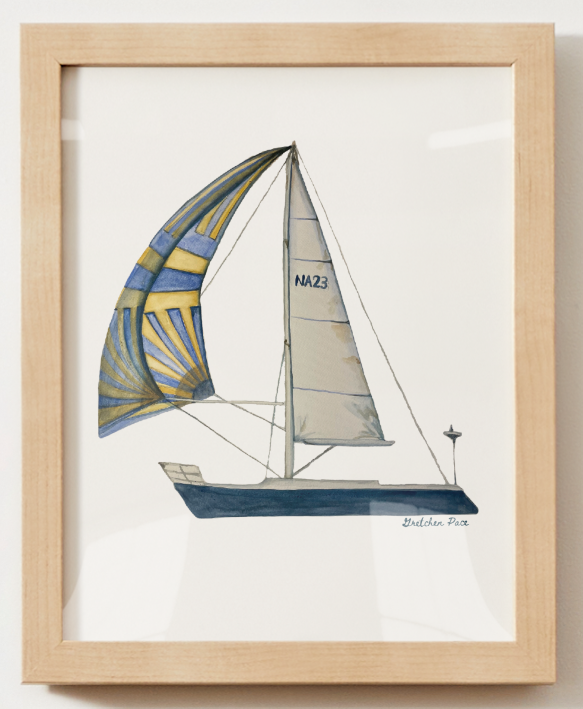 Poster - Sailboat on White