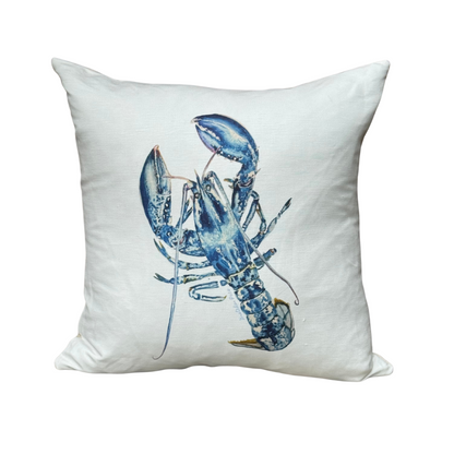 Throw Pillow - Blue Lobster on Linen Cotton