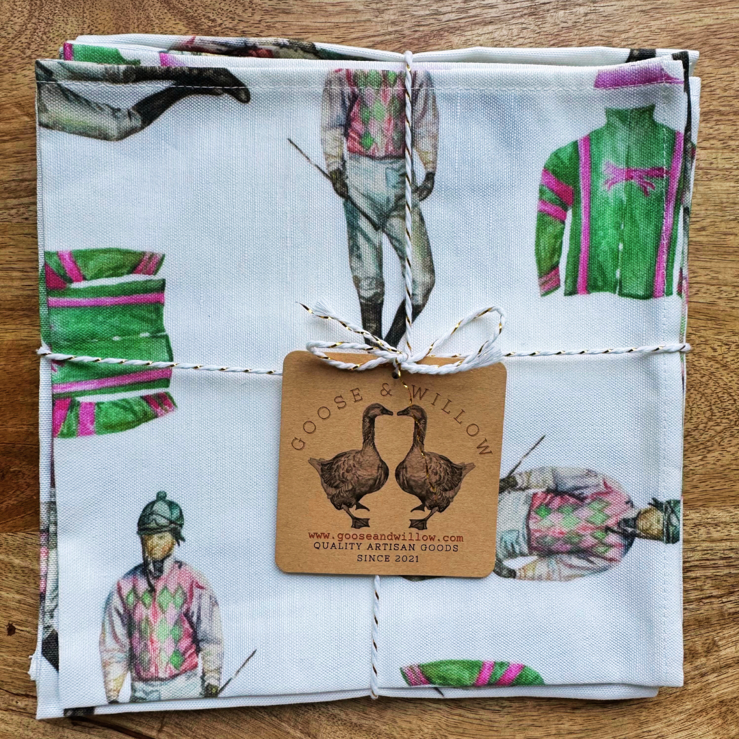 Cloth Napkins - Riders Up on Linen Cotton