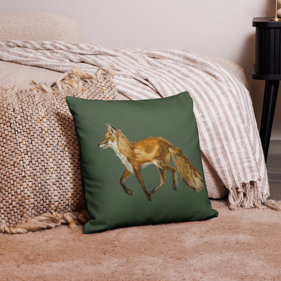 Throw Pillow - Fox on Green