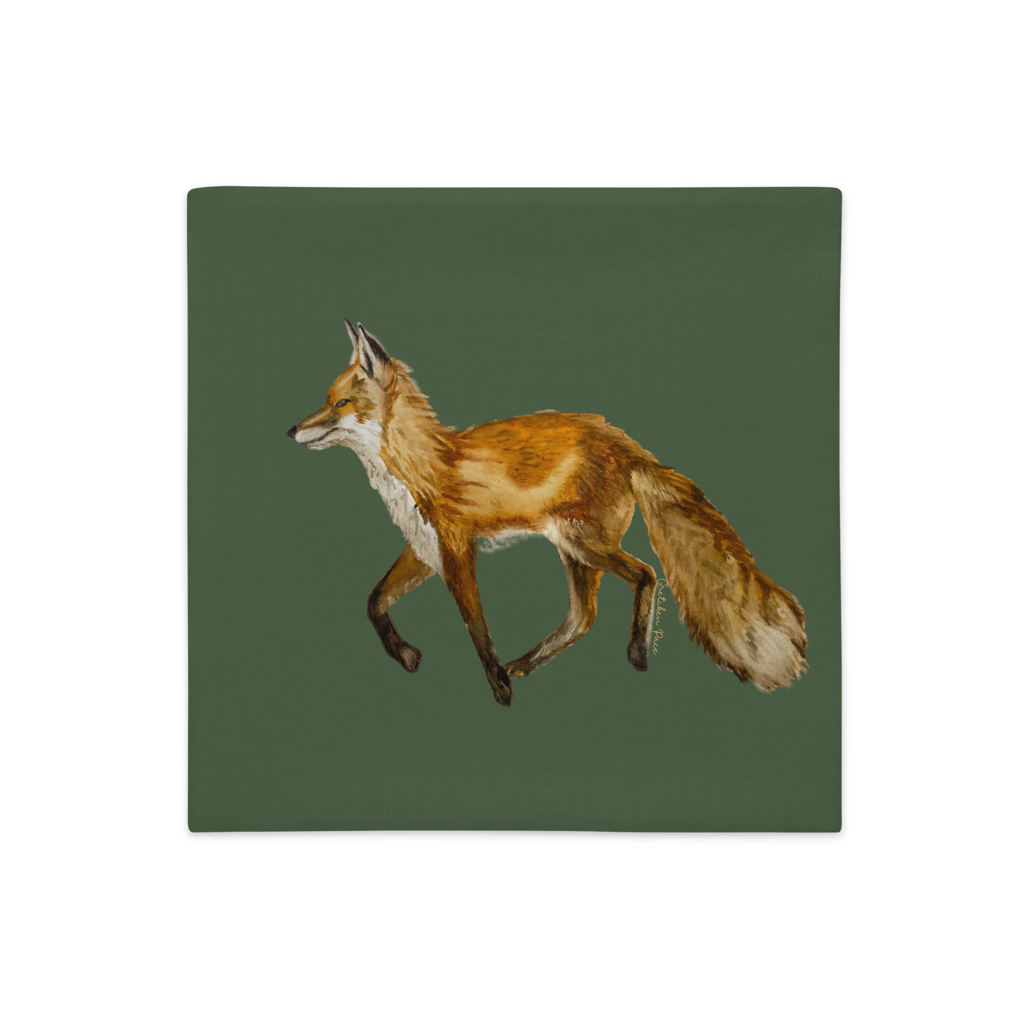 Throw Pillow - Fox on Green