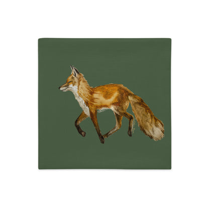 Throw Pillow - Fox on Green