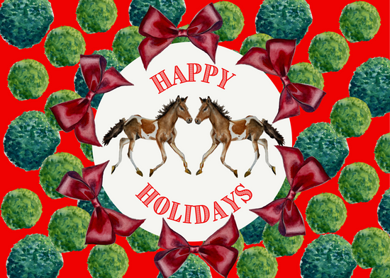 Holiday Card - Pony in Wreath