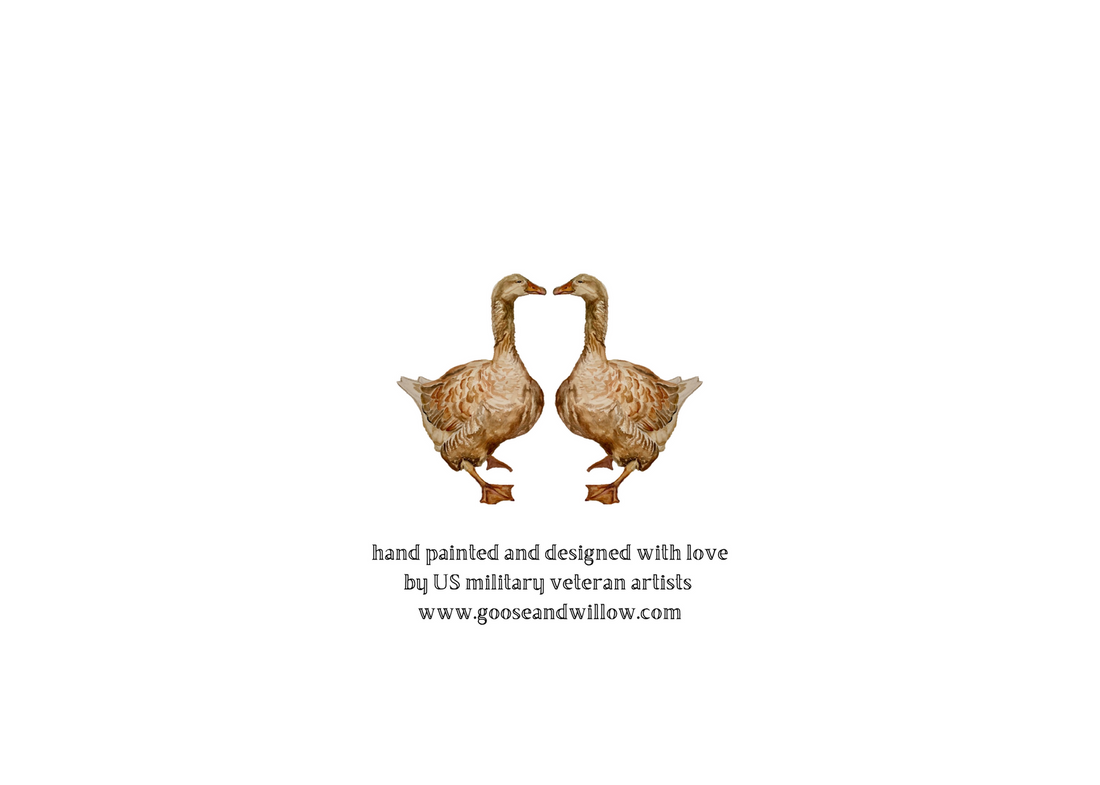 Christmas Card - Kissing Geese on Brown