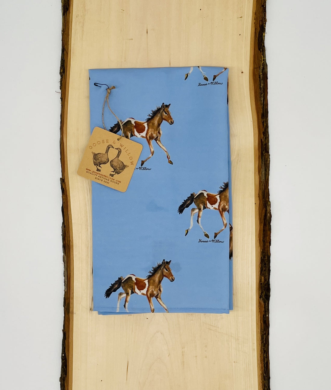 Tea Towel - Pony on Blue Linen Cotton